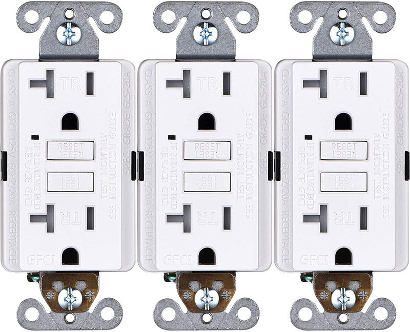 20 Amp Self-Test Tamper Resistant GFCI Outlet (3-Pack)