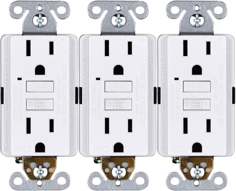 15 Amp Self-Test GFCI Outlet (3-Pack)