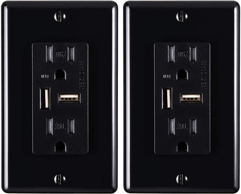 4.6 Amp USB Outlet and 15 Amp Tamper Resistant Outlet