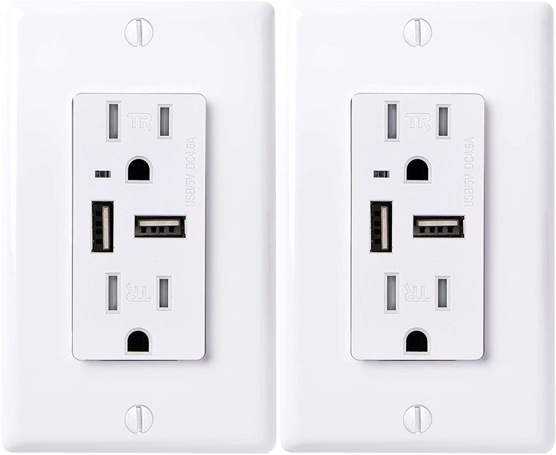 4.6 Amp USB Outlet and 15 Amp Tamper Resistant Outlet