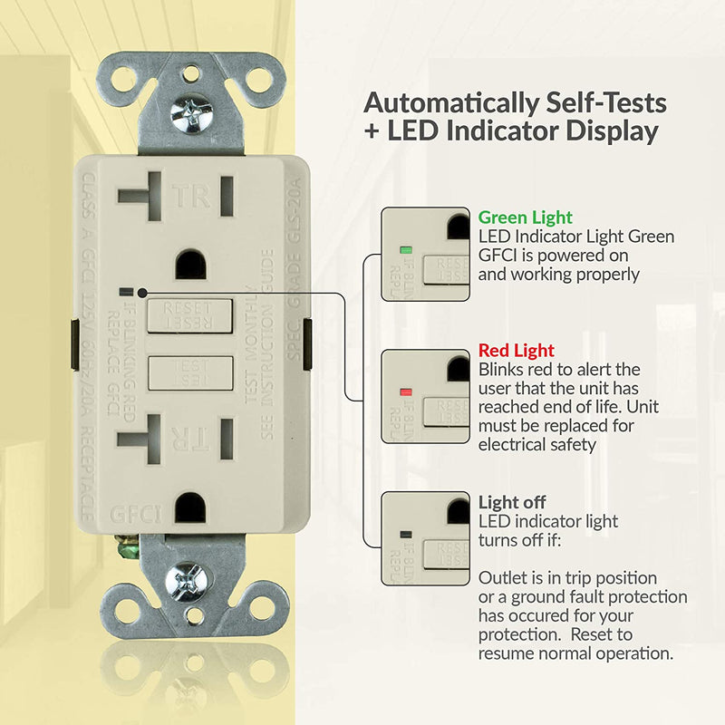 20 Amp Self-Test Tamper Resistant GFCI Outlet (3-Pack)