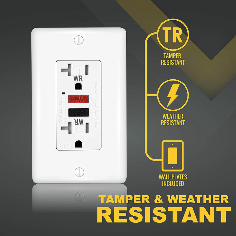 20 Amp Self-Test Tamper and Weather Resistant GFCI Outlet