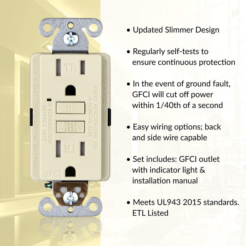 15 Amp Self-Test Tamper Resistant GFCI Outlet (3-Pack)