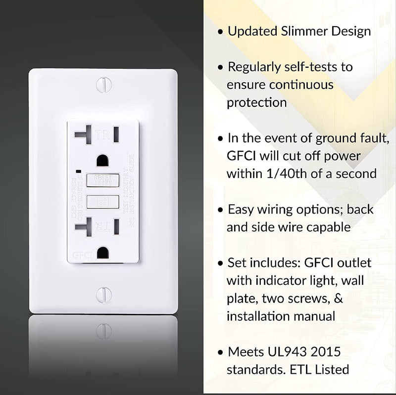 20 Amp Self-Test Tamper Resistant GFCI Outlet