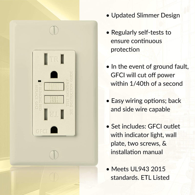 15 Amp Self-Test Tamper Resistant GFCI Outlet