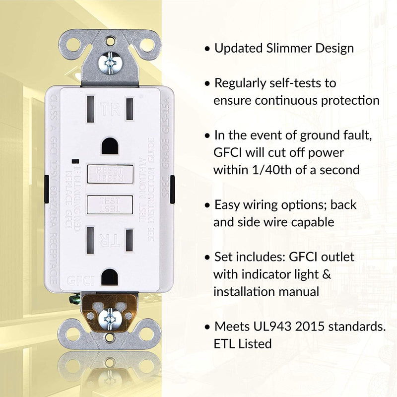 15 Amp Self-Test Tamper Resistant GFCI Outlet (3-Pack)