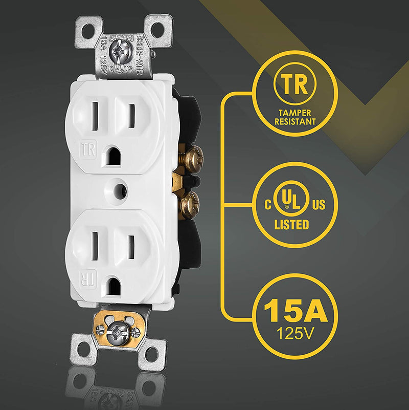 15 Amp Tamper Resistant Duplex Outlet