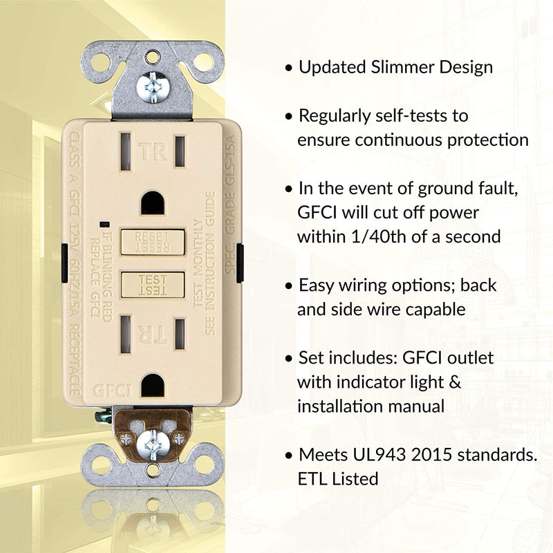 15 Amp Self-Test Tamper Resistant GFCI Outlet (3-Pack)