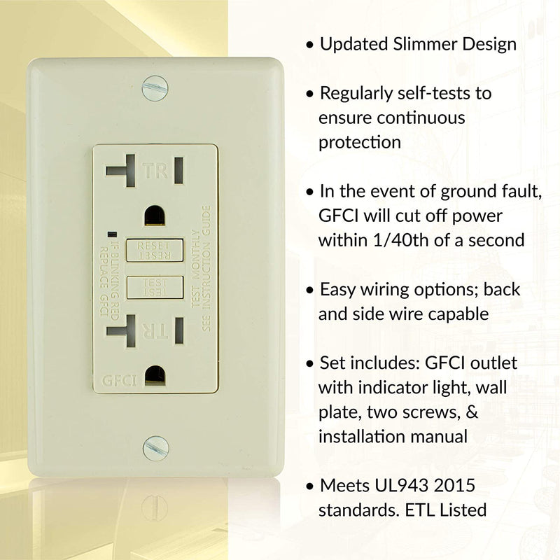 20 Amp Self-Test Tamper Resistant GFCI Outlet