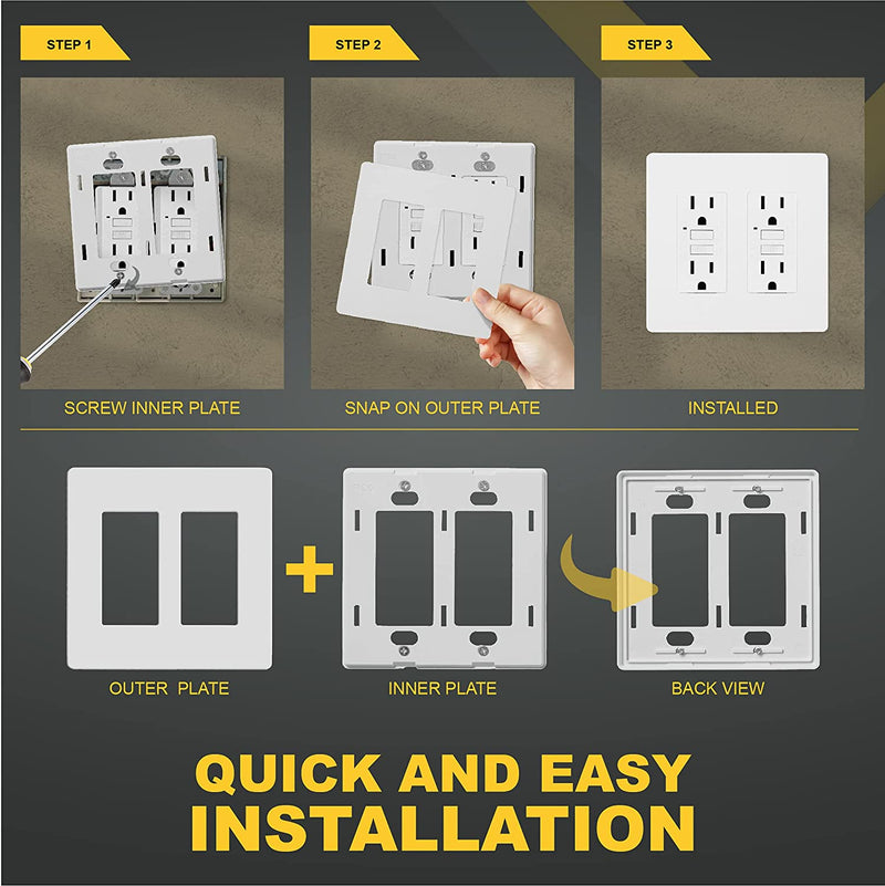 2-Gang Decorator/Rocker Screwless Wall Plate