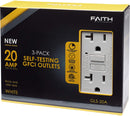 20 Amp Self-Test GFCI Outlet (3-Pack)