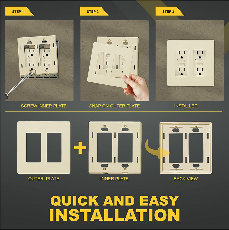 2-Gang Decorator/Rocker Screwless Wall Plate