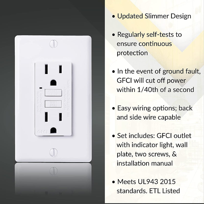 15 Amp Self-Test GFCI Outlet