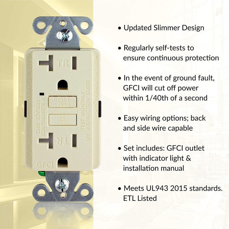 20 Amp Self-Test Tamper Resistant GFCI Outlet (3-Pack)