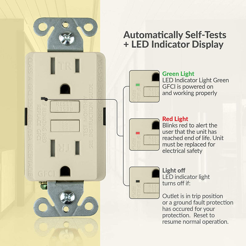 15 Amp Self-Test Tamper Resistant GFCI Outlet (3-Pack)