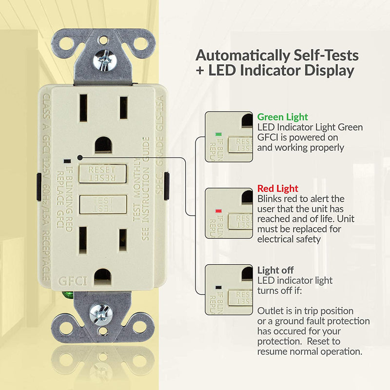 15 Amp Self-Test GFCI Outlet