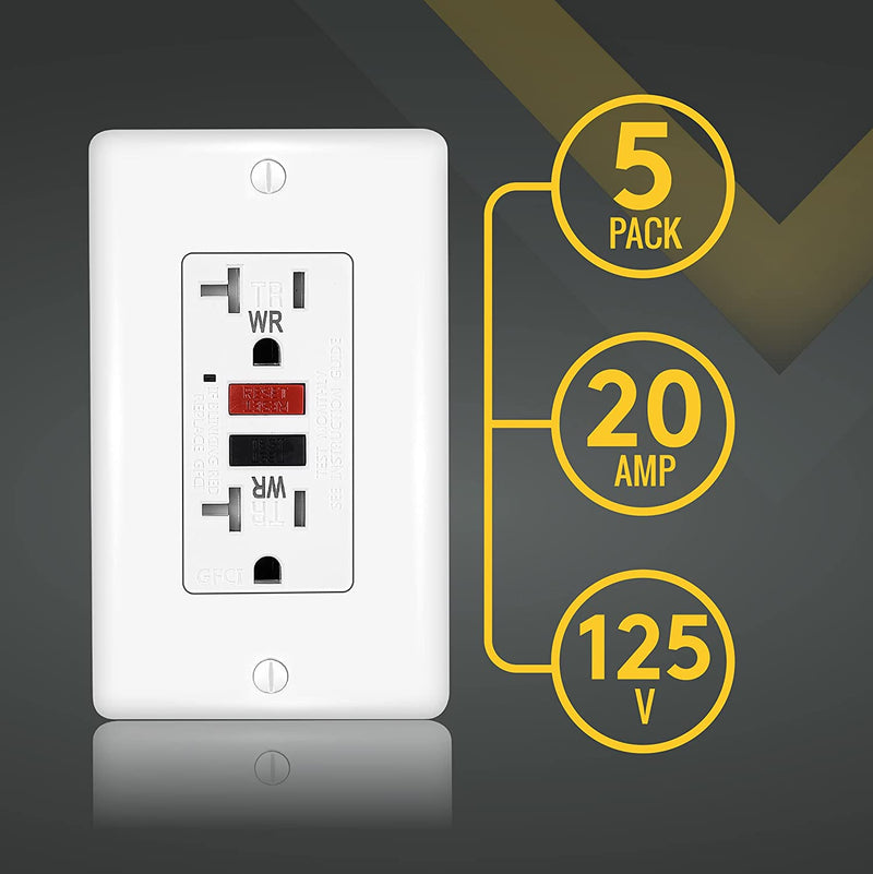 20 Amp Self-Test Tamper and Weather Resistant GFCI Outlet