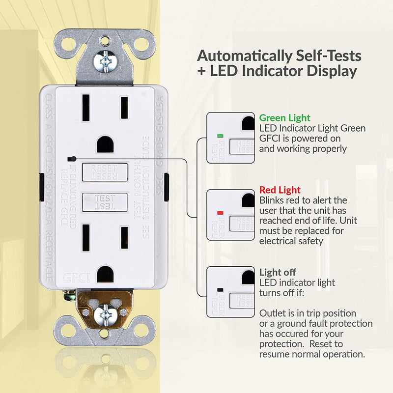 15 Amp Self-Test GFCI Outlet