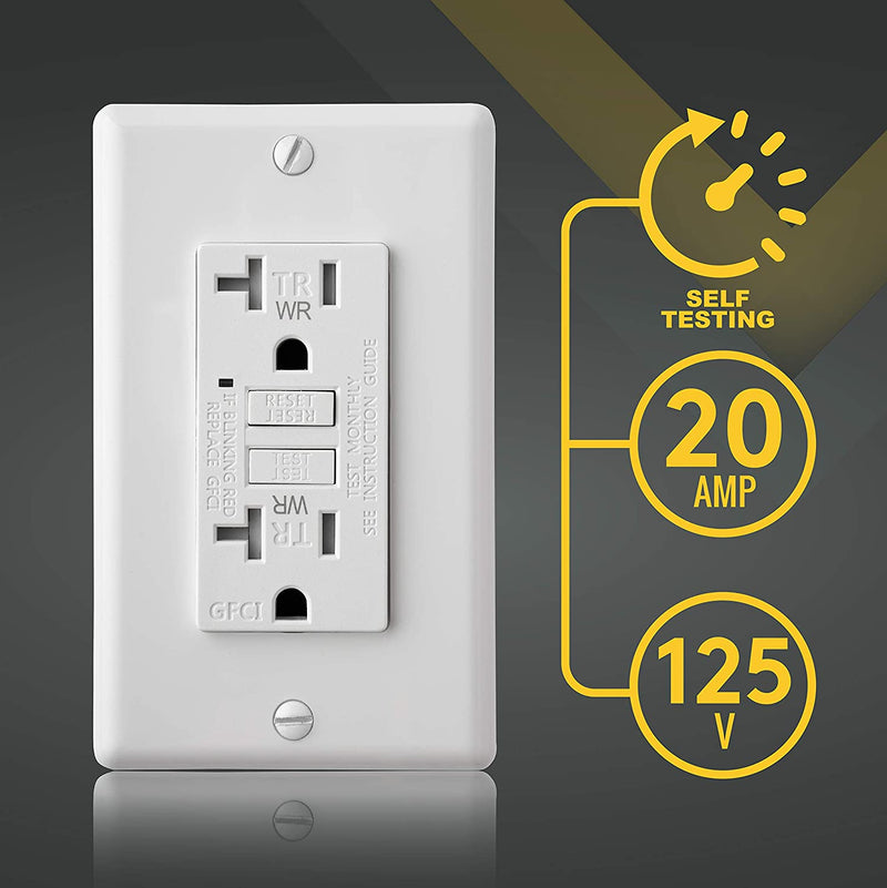 20 Amp Self-Test Tamper and Weather Resistant GFCI Outlet