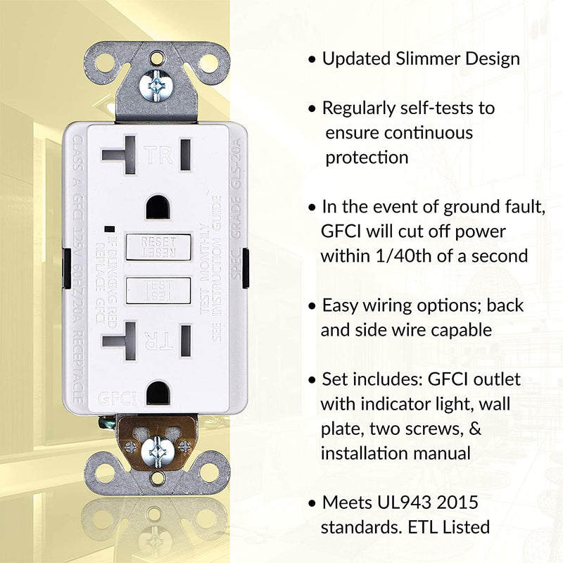 20 Amp Self-Test Tamper Resistant GFCI Outlet (3-Pack)