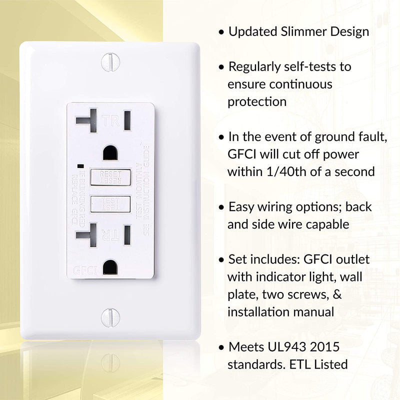 20 Amp Self-Test Tamper Resistant GFCI Outlet