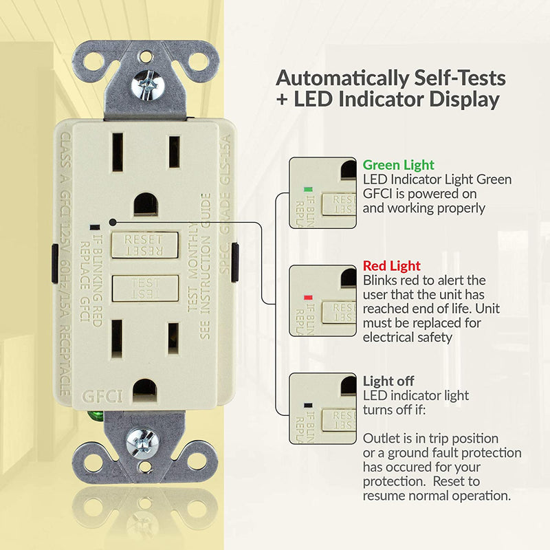 15 Amp Self-Test GFCI Outlet (3-Pack)