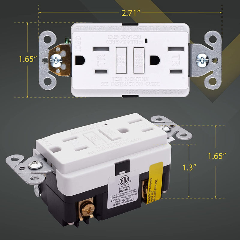 15 Amp Self-Test Tamper Resistant GFCI Outlet