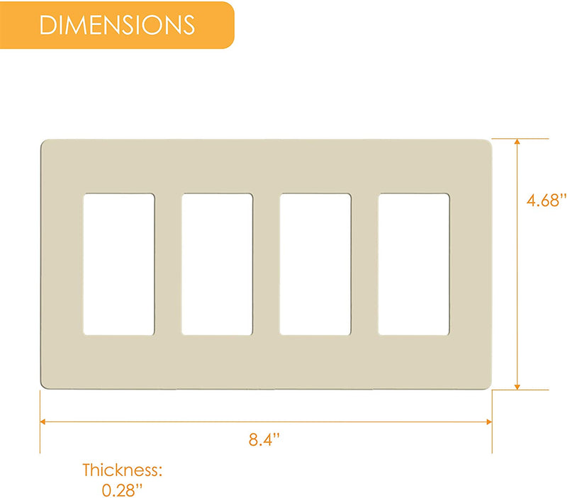 4-Gang Decorator/Rocker Screwless Wall Plate