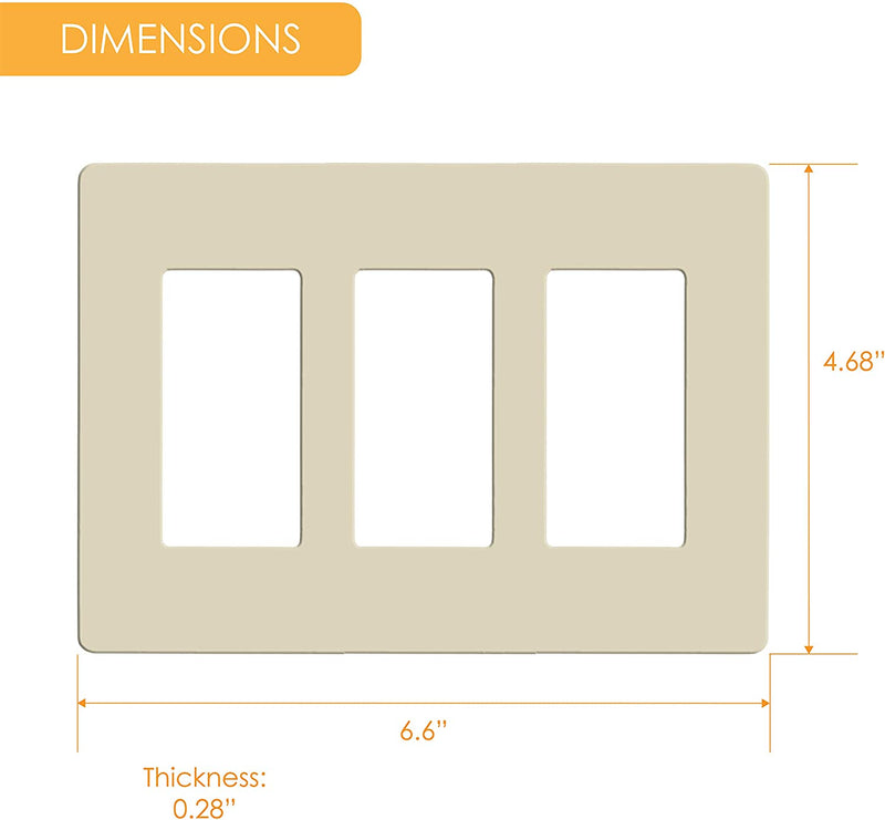 3-Gang Decorator/Rocker Screwless Wall Plate