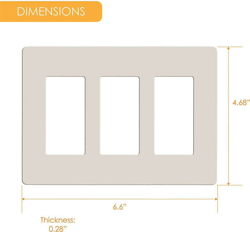 3-Gang Decorator/Rocker Screwless Wall Plate