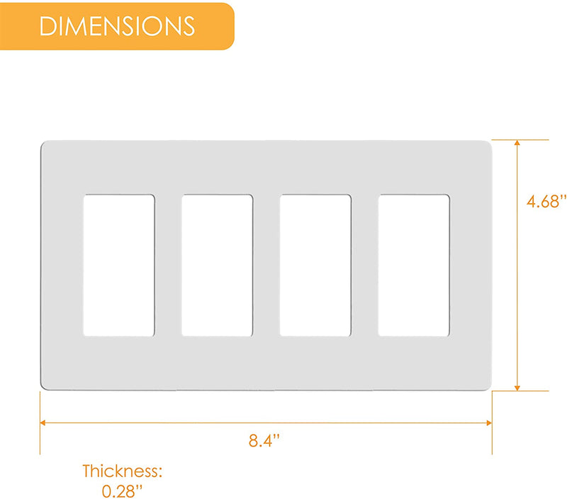 4-Gang Decorator/Rocker Screwless Wall Plate