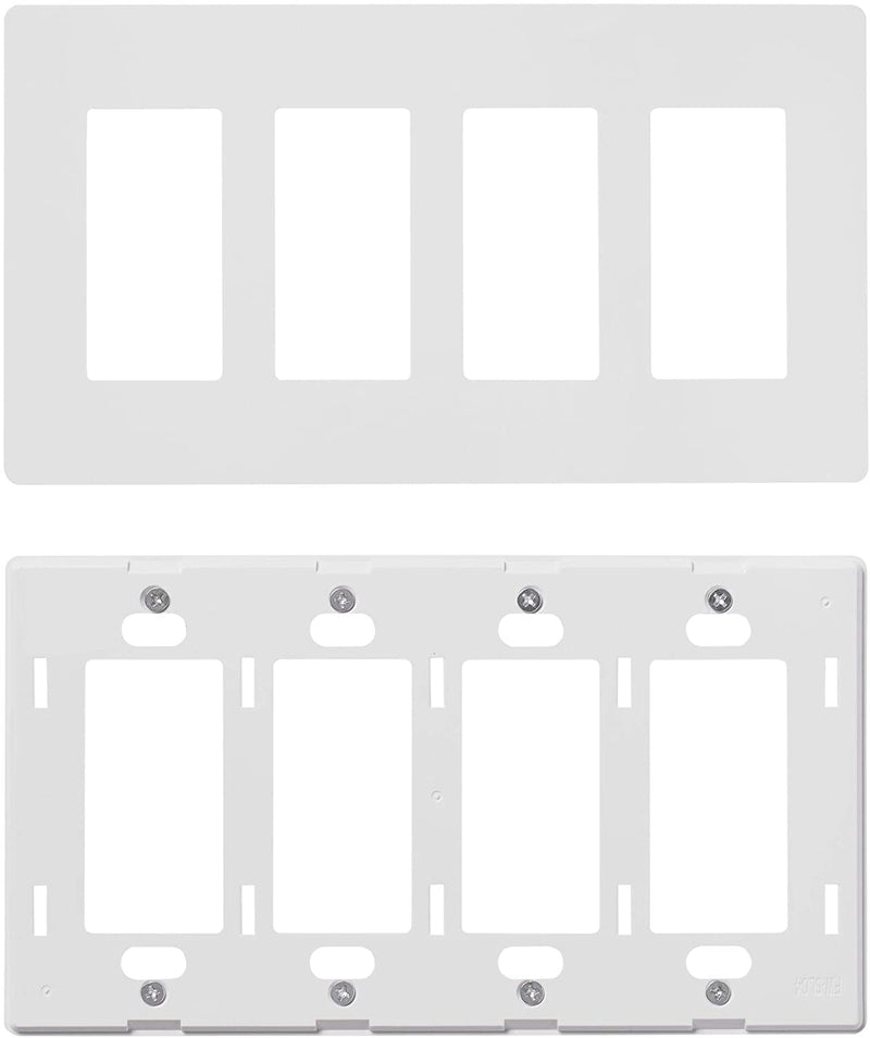 4-Gang Decorator/Rocker Screwless Wall Plate