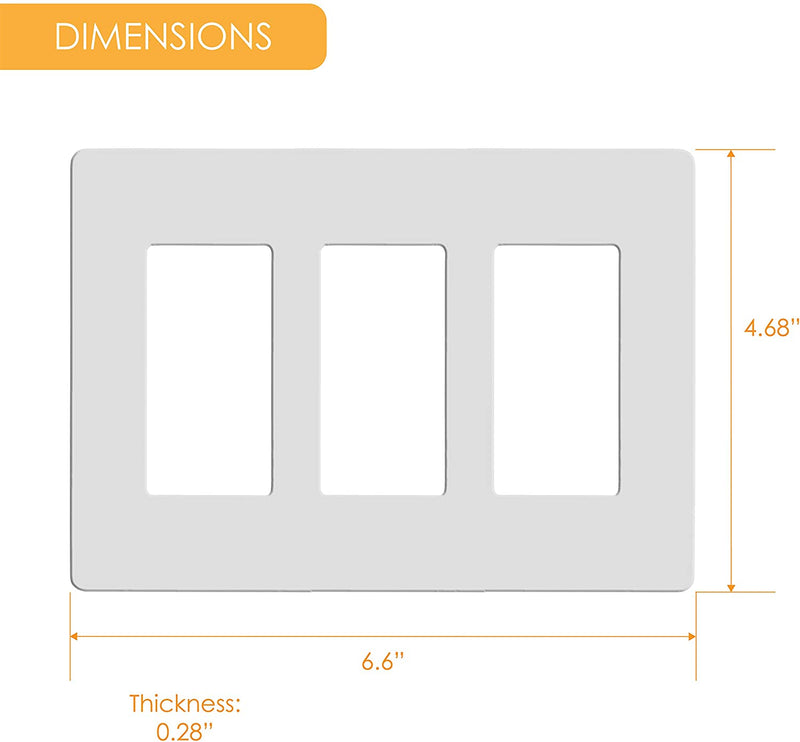 3-Gang Decorator/Rocker Screwless Wall Plate