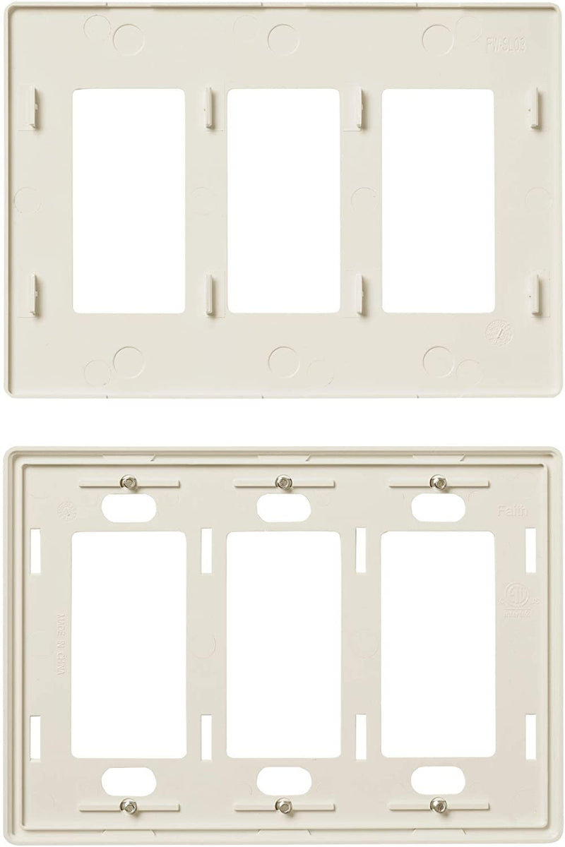 3-Gang Decorator/Rocker Screwless Wall Plate