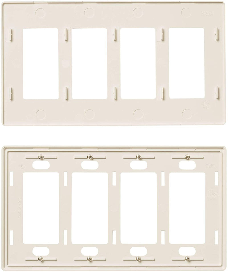 4-Gang Decorator/Rocker Screwless Wall Plate