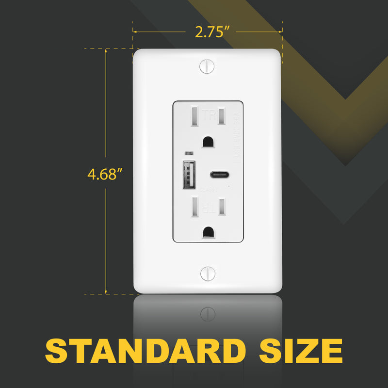 3.6A Type A & C USB Outlet and 15A Decorator Tamper-Resistant Outlet